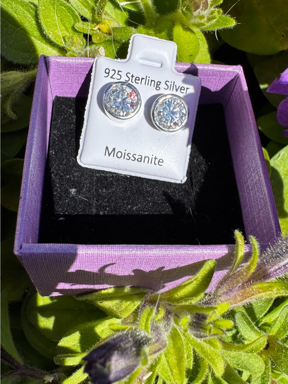 Moissanite 925 Sterling Silver Bezel Stud Earrings